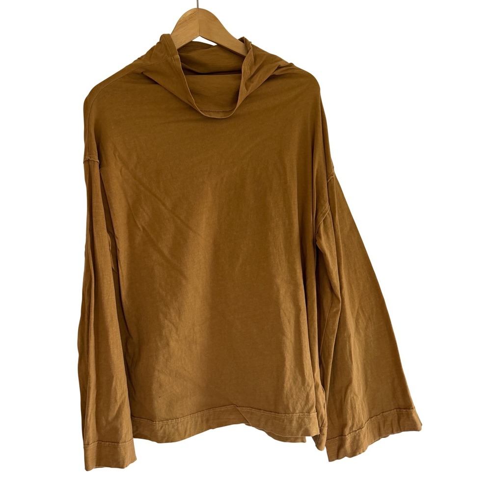 We‎ The Free Free People Mock Neck Long Sleeve Top Tobacco Brown Cotton Medium